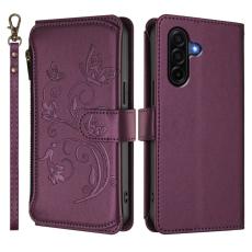 OEM - Samsung Galaxy A37 Pl&aring;nboksfodral Konstl&auml;der Blomtryck - Lila