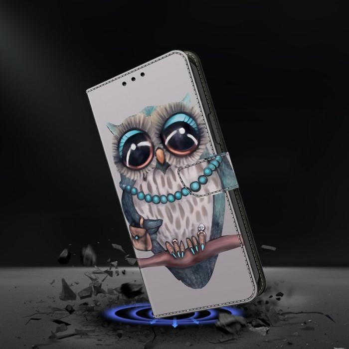 OEM - Samsung Galaxy A37 Plånboksfodral Flip Konstläder Mönstertryck - Vit