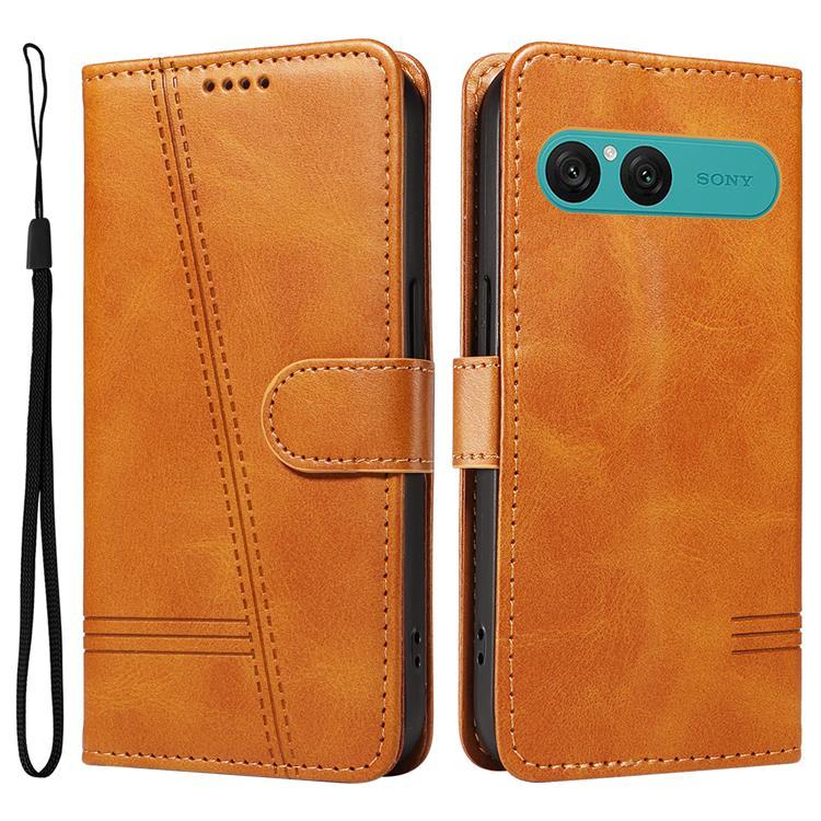 Sony Xperia 10 VII Plånboksfodral T Shape Lines - Brun | 2353 | AlltMobil