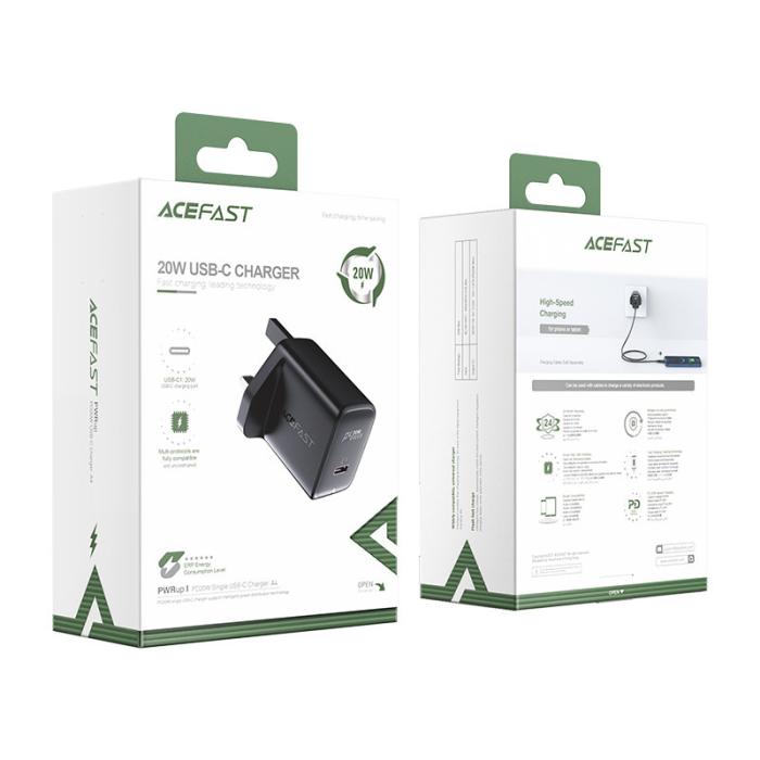 Acefast - Acefast PD UK Väggladdare USB-C 20W - Svart