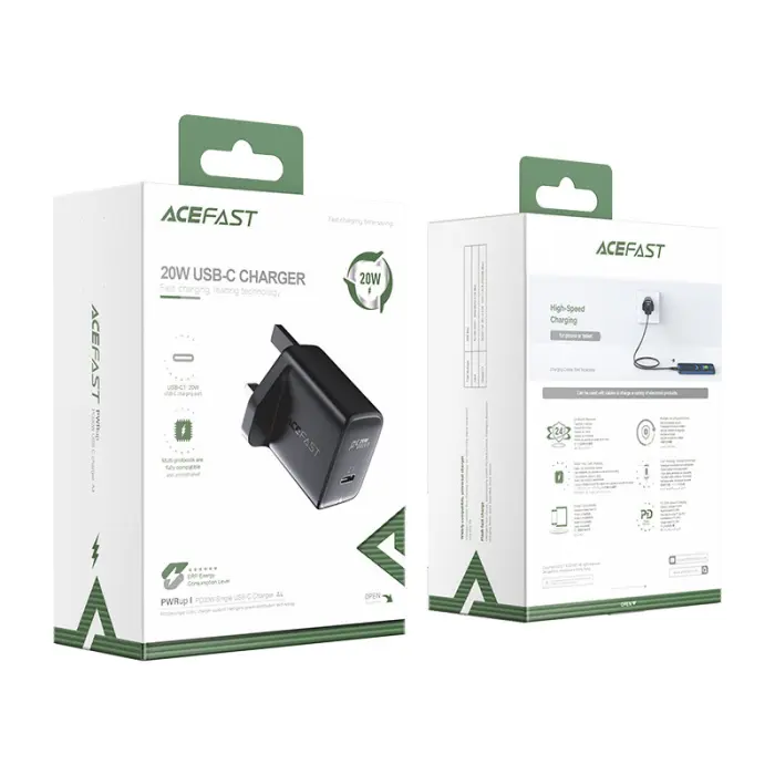 Acefast - Acefast PD UK Väggladdare USB-C 20W - Svart