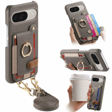 A-One Brand - Google Pixel 10/10 Pro Mobilskal med Korthållare Ring Kickstand - Grå