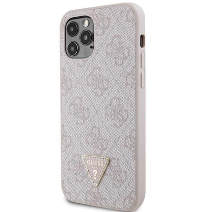 Guess - Guess iPhone 12/12 Pro Mobilskal Crossbody Metall Logo - Rosa