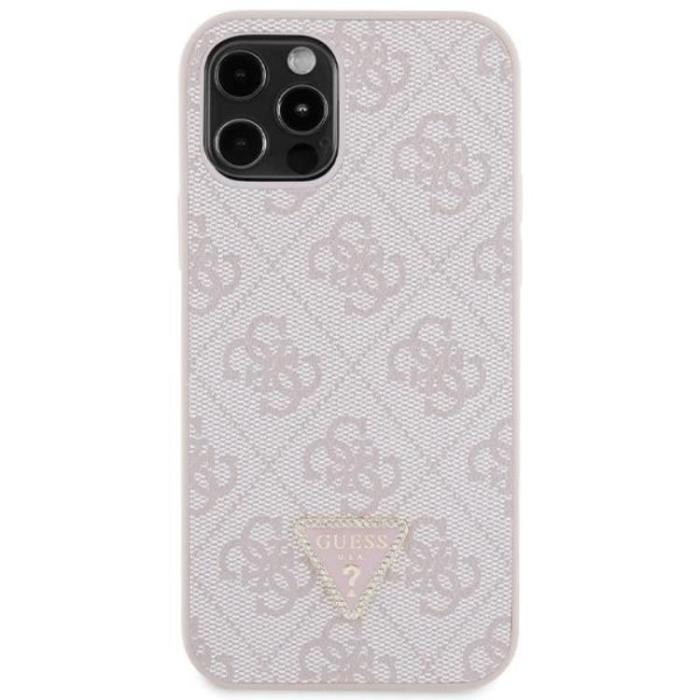 Guess - Guess iPhone 12/12 Pro Mobilskal Crossbody Metall Logo - Rosa