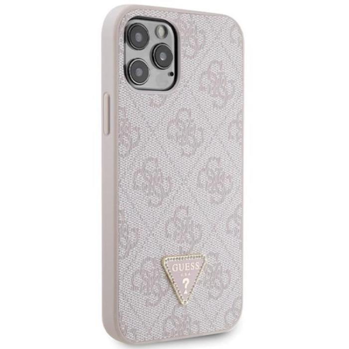 Guess - Guess iPhone 12/12 Pro Mobilskal Crossbody Metall Logo - Rosa