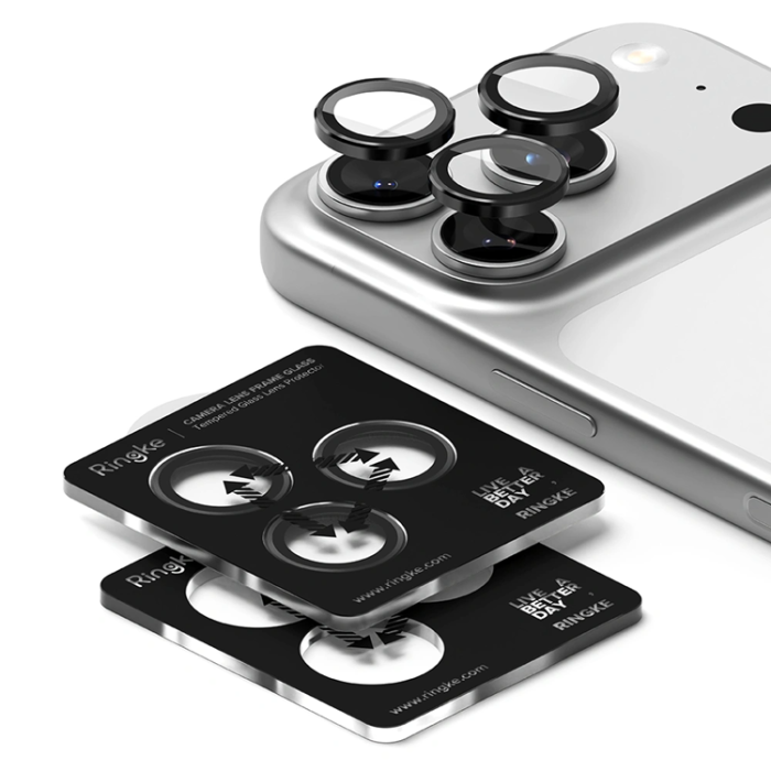 Ringke - [2-Pack] Ringke iPhone 17 Pro/17 Pro Max Härdat Glas Kameraskydd - Svart