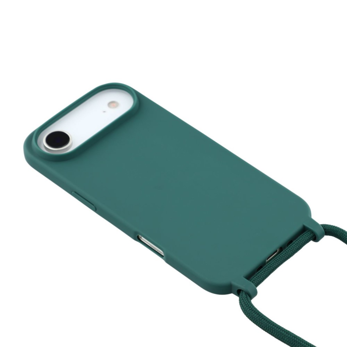 A-One Brand - iPhone 17 Air Mobilskal TPU Shockproof med Lanyard - Mörkgrön