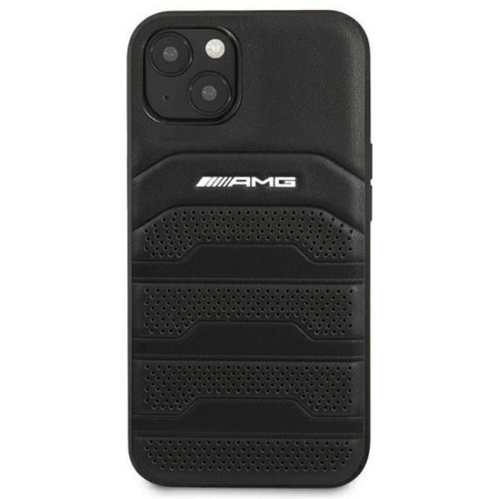 AMG - AMG iPhone 14 Plus Skal Läder Debossed Lines - Svart