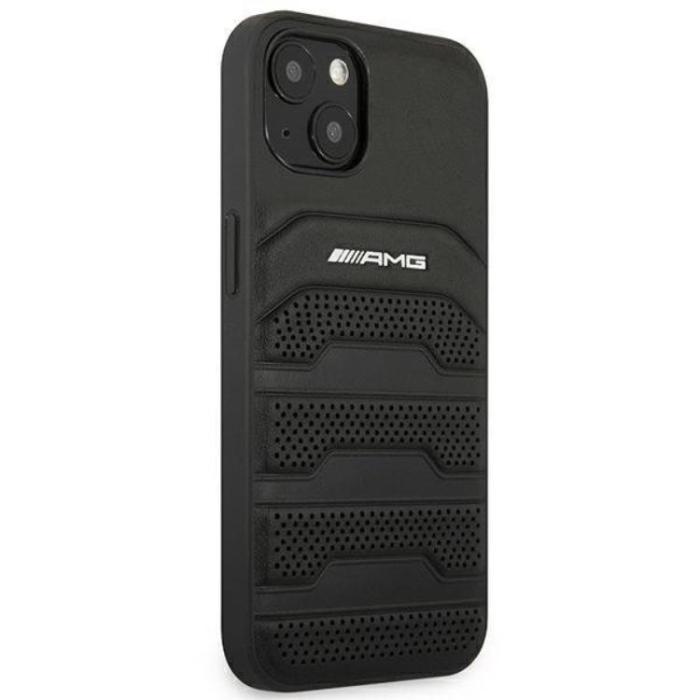AMG - AMG iPhone 14 Plus Skal Läder Debossed Lines - Svart