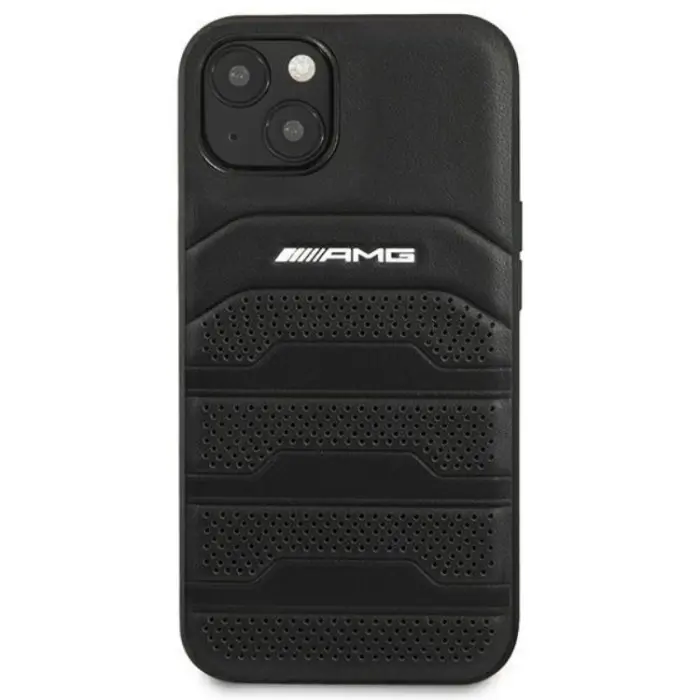 AMG - AMG iPhone 14 Plus Skal Läder Debossed Lines - Svart