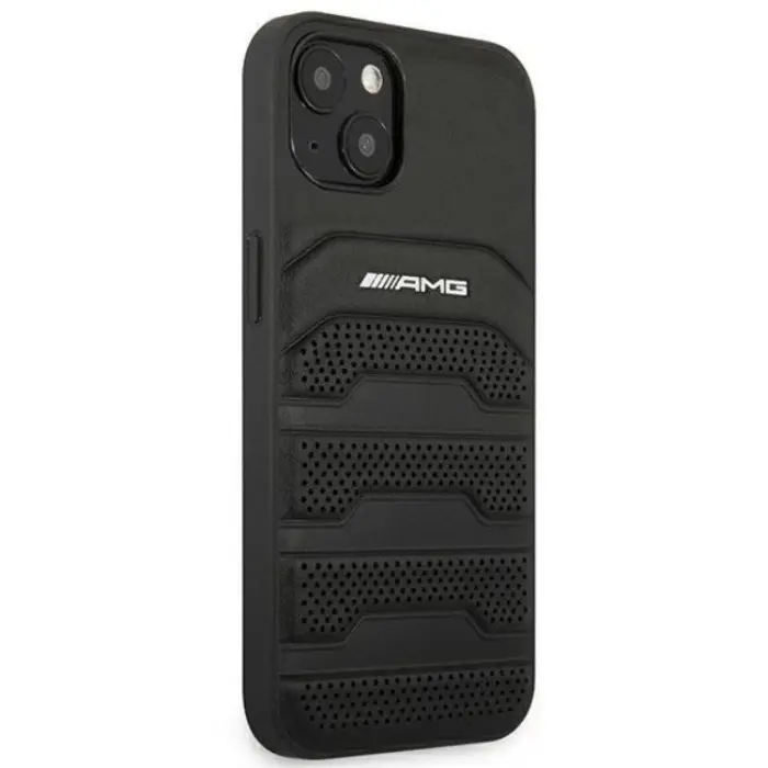 AMG - AMG iPhone 14 Plus Skal Läder Debossed Lines - Svart
