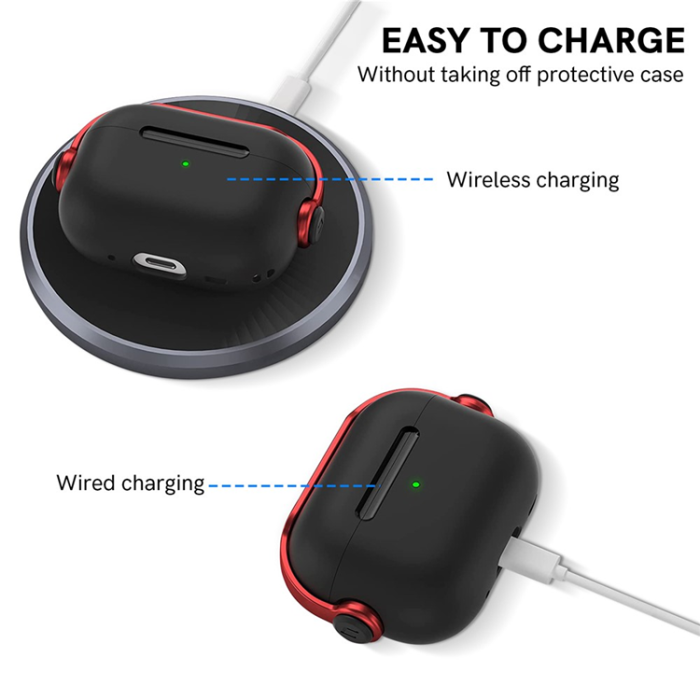 AHASTYLE - AHASTYLE AirPods Pro/Pro 2 Skal Bluetooth WG109 - Svart + Röd