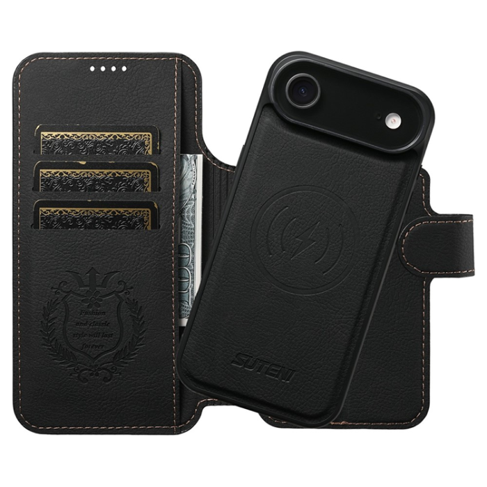 SUTENI - SUTENI iPhone Air Plånboksfodral Detachable Q-05 - Svart