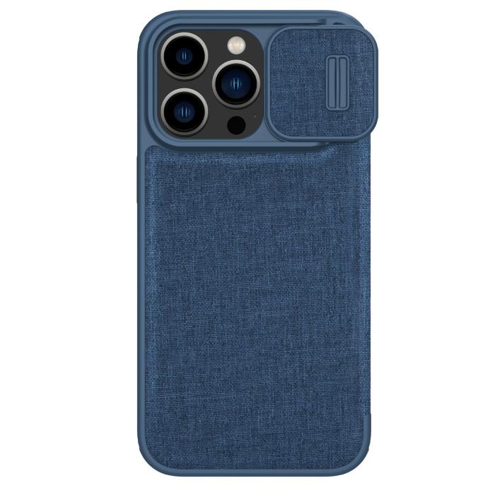 Nillkin - Nillkin iPhone 14 Pro Max Plånboksfodral Qin Cloth Pro - Blå