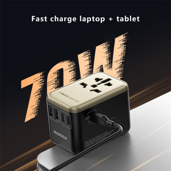 MOMAX - MOMAX GaN Väggladdare 3x USB-C - 2x USB-A 70W PD UA8A Vit