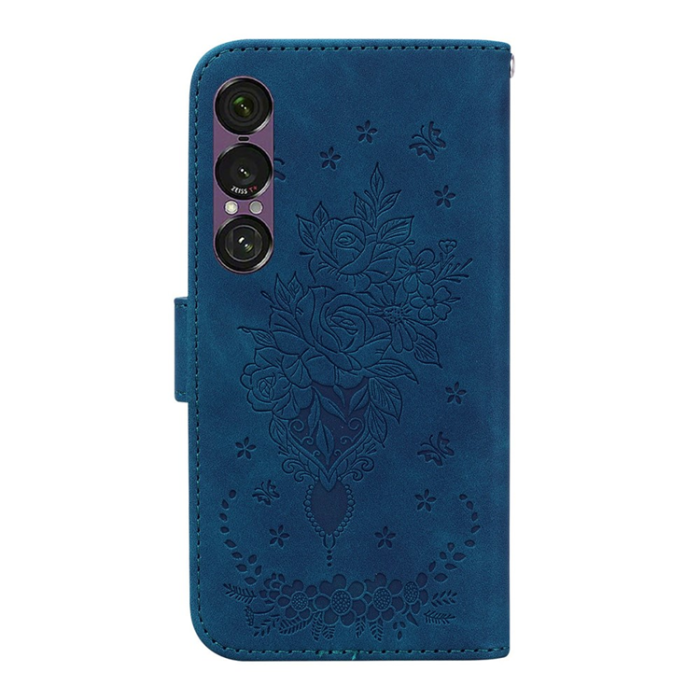 A-One Brand - Sony Xperia 1 VII Plånboksfodral Butterfly och Flower Pattern - Blå