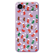 A-One Brand - iPhone Air Mobilskal Röd och Grön Socks Pattern TPU - Lila