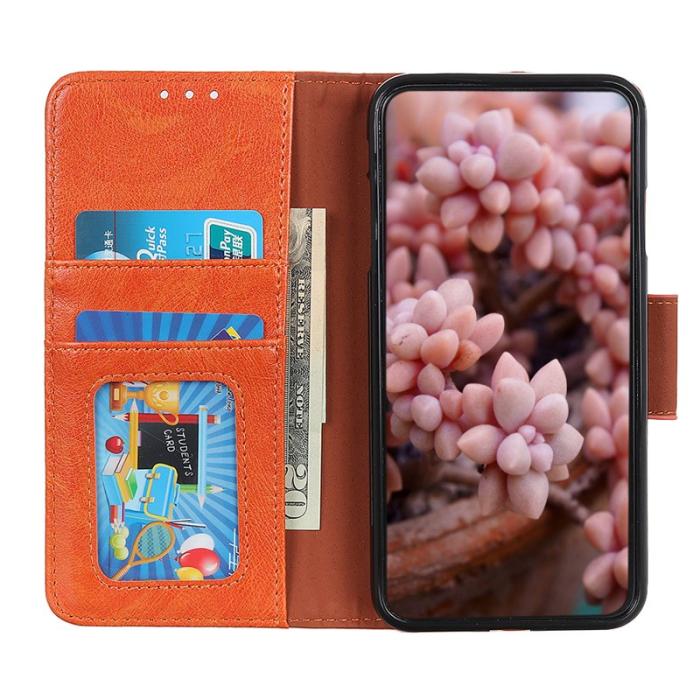 OEM - Samsung Galaxy A57 Plånboksfodral Äkta Läder RFID Skydd - Orange