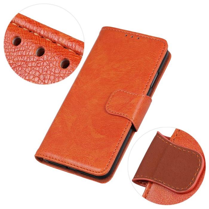 OEM - Samsung Galaxy A57 Plånboksfodral Äkta Läder RFID Skydd - Orange