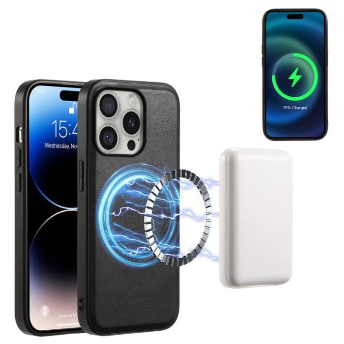 DENIOR - DENIOR A10 iPhone 16 Pro Fodral KonstLäder Svart