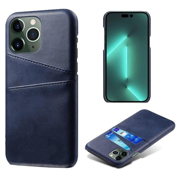 OEM - iPhone 14 Pro Max Skal Korthållare PU Läder - Blå