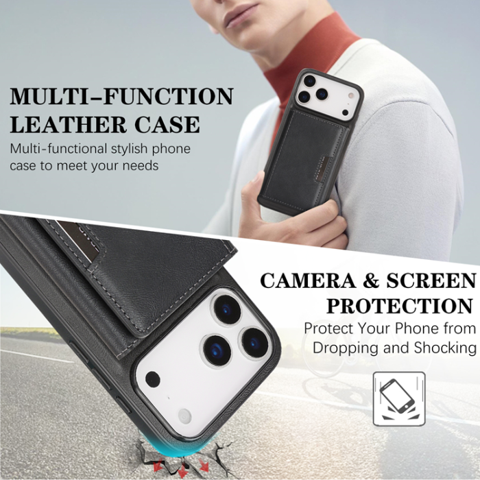 A-One Brand - iPhone 17 Pro Max Mobilskal MagSafe Kickstand Tri-fold Korthållare