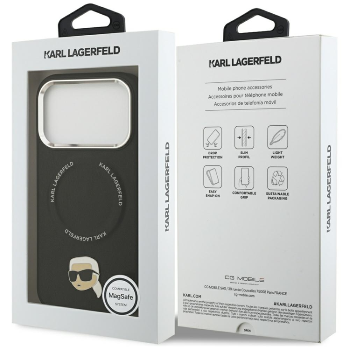 KARL LAGERFELD - Karl Lagerfeld iPhone 17 Pro Max Mobilskal MagSafe Karl Pin - Svart