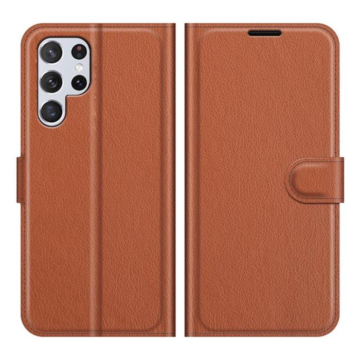 OEM - Litchi Magnetic Fodral Galaxy S22 Ultra 5G - Brun