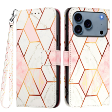 A-One Brand - iPhone 17 Pro Plånboksfodral Marble Pattern med Rem LS002