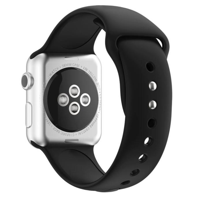 A-One Brand - Apple Watch 4/5/6/7/8/SE (38/40/41mm) Band Rivet Silikon - Svart
