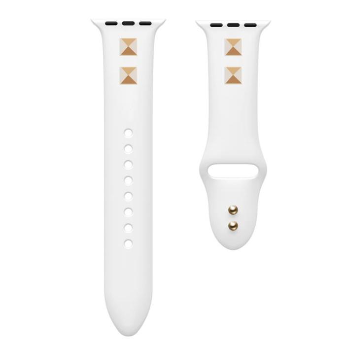 A-One Brand - Apple Watch 4/5/6/7/8/SE (38/40/41mm) Band Rivet Silikon - Vit