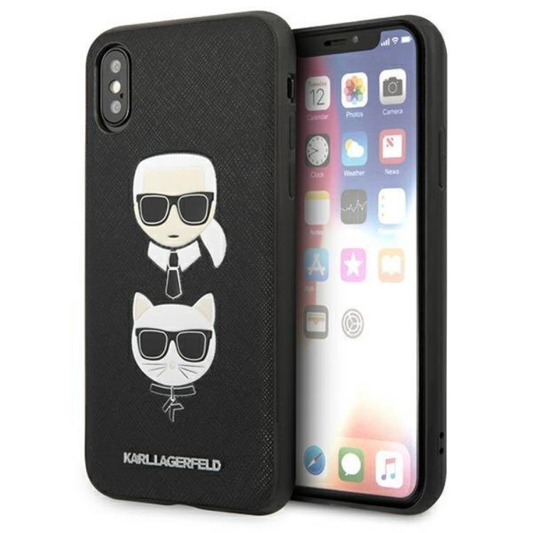 Karl Lagerfeld iPhone X/XS Skal Saffiano Ikonik Karl & Choupette Head | 2353 | AlltMobil