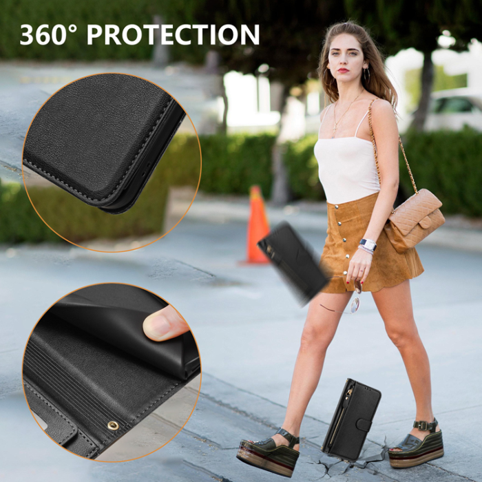 A-One Brand - OnePlus 15 Plånboksfodral Zipper Pocket Multiple Läder