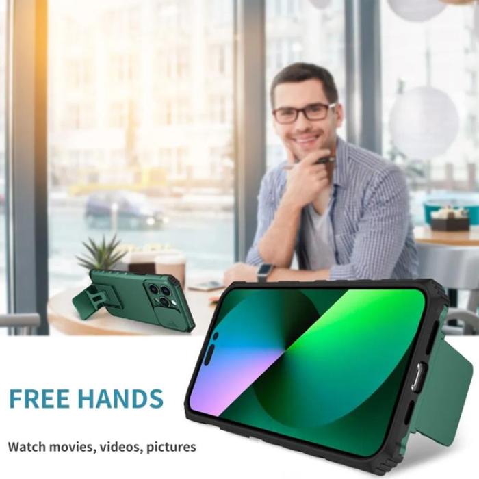 Taltech - iPhone 15 Pro Max Mobilskal med Skjutkameralock - Mörkgrön
