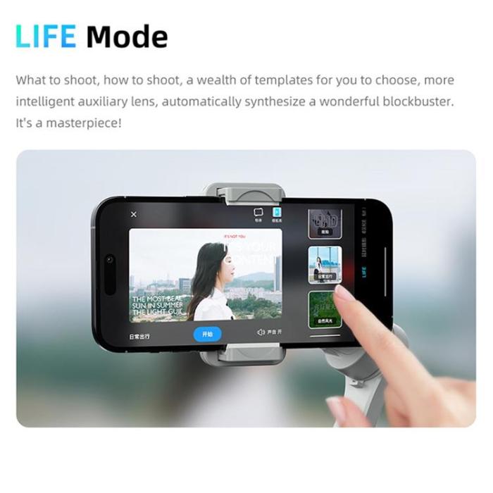 OEM - Handhållen Gimbalstabilisator Anti-shake 3-Axlig med Fyllnadsljus M01