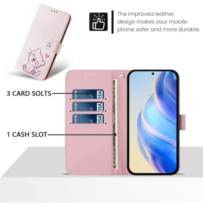 OEM - Samsung Galaxy A35 5G Fodral Mönstertryck Konstläder - Söt Katt