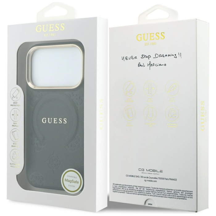 Guess - Guess Mobilskal För iPhone 18 Pro Max Magsafe Saffiano Peony - Svart