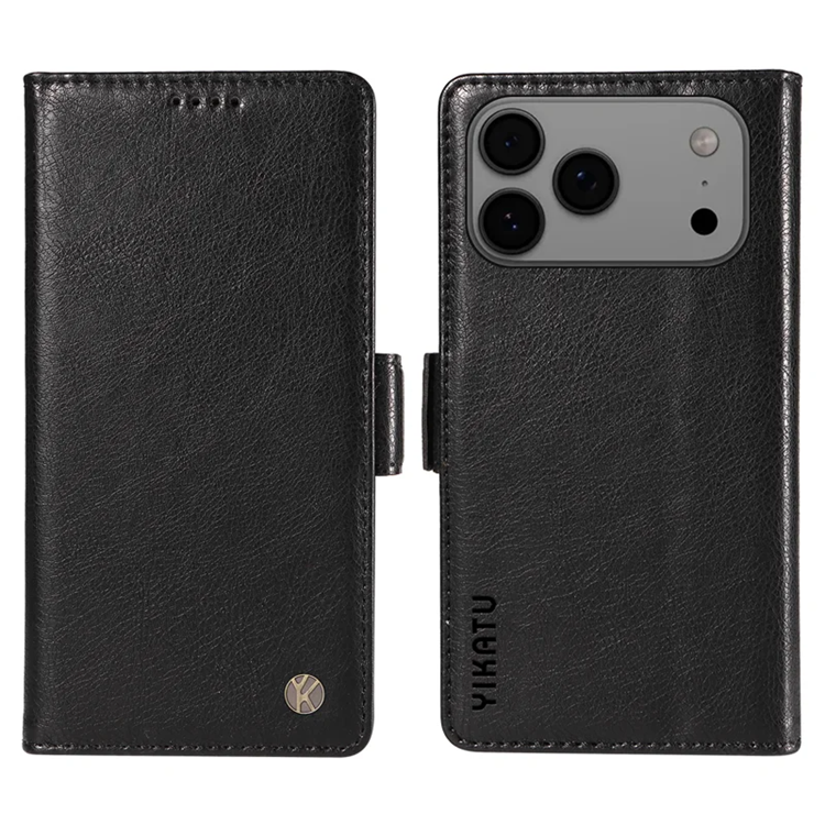 YIKATU iPhone 17 Pro Max Plånboksfodral Litchi Texture - Svart | 2353 | AlltMobil