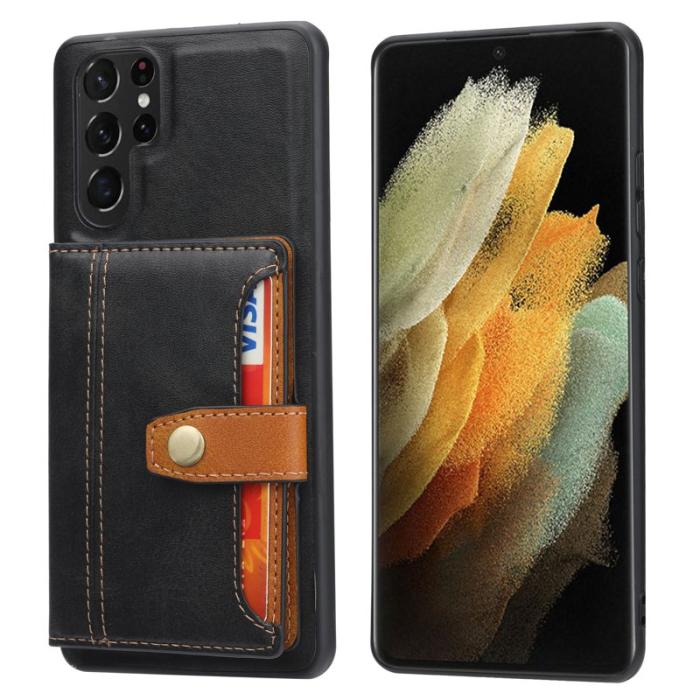 OEM - Mobilfodral för Samsung Galaxy S26 Ultra Äkta läder + TPU - Svart