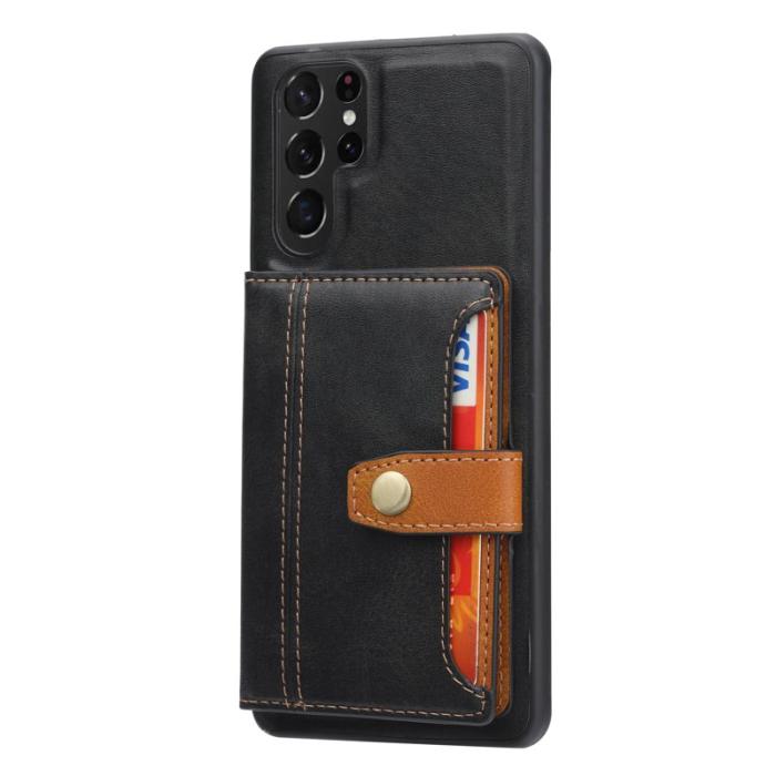 OEM - Mobilfodral för Samsung Galaxy S26 Ultra Äkta läder + TPU - Svart