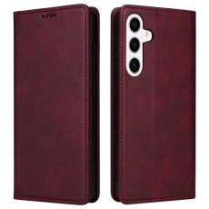 OEM - Pl&aring;nboksfodral f&ouml;r Samsung Galaxy S26 Konstl&auml;der RFID - Vinr&ouml;d