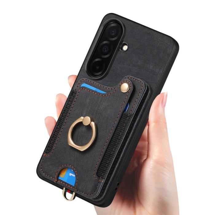 OEM - Mobilfodral för Samsung Galaxy S26 Konstläder RFID - Svart
