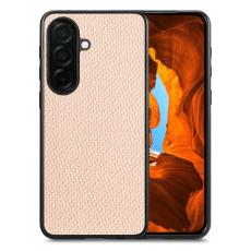 OEM - Mobilskal f&ouml;r Samsung Galaxy S26 Kolfiberstruktur PU + PC + TPU - Aprikos