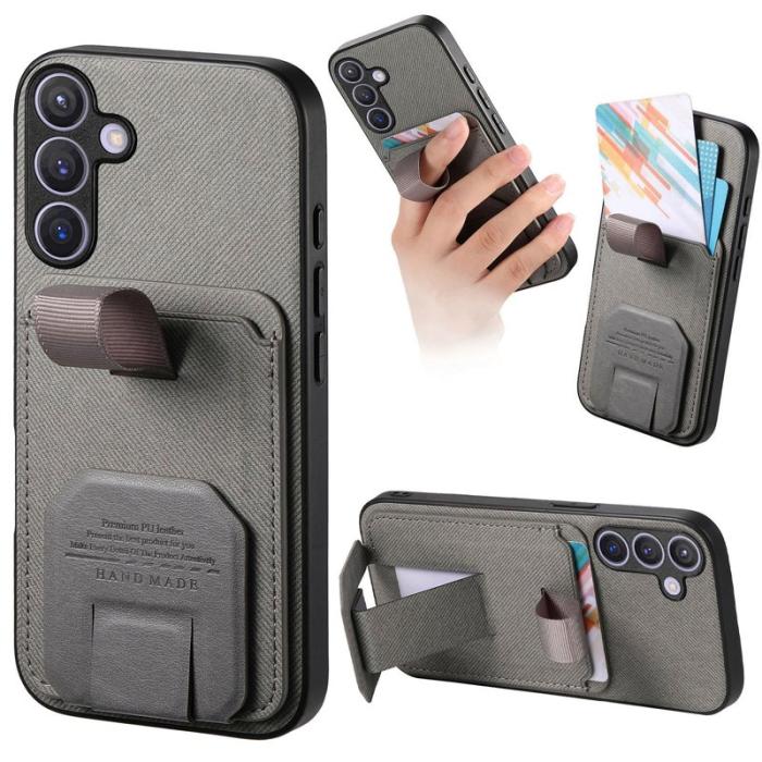 OEM - Mobilskal för Samsung Galaxy S26 TPU + Konstläder Kickstand - Grå