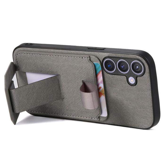 OEM - Mobilskal för Samsung Galaxy S26 TPU + Konstläder Kickstand - Grå