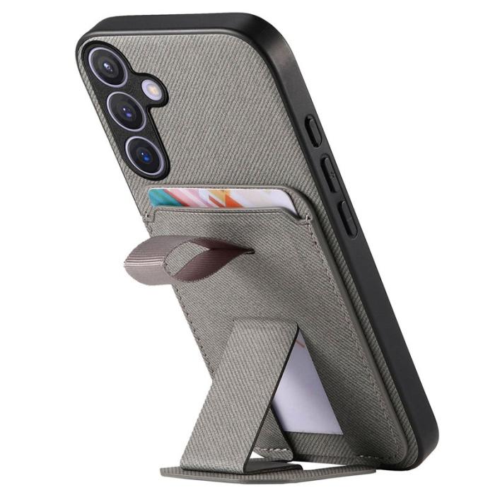 OEM - Mobilskal för Samsung Galaxy S26 TPU + Konstläder Kickstand - Grå