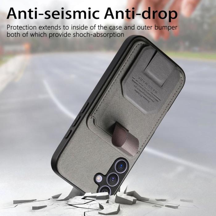 OEM - Mobilskal för Samsung Galaxy S26 TPU + Konstläder Kickstand - Grå