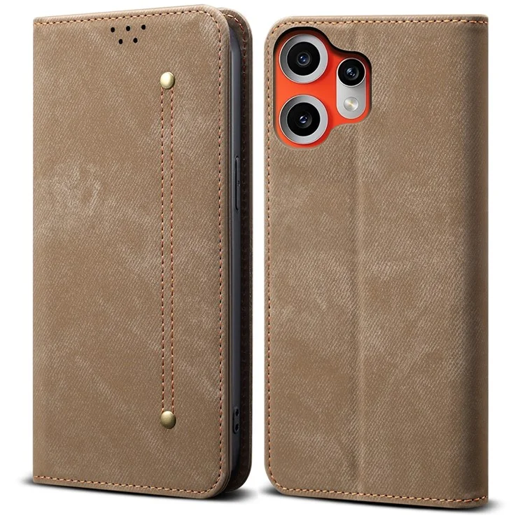 Nothing CMF Phone 2 Pro Konstläder Plånboksfodral Jeans Cloth Texture - Khaki | 2353 | AlltMobil