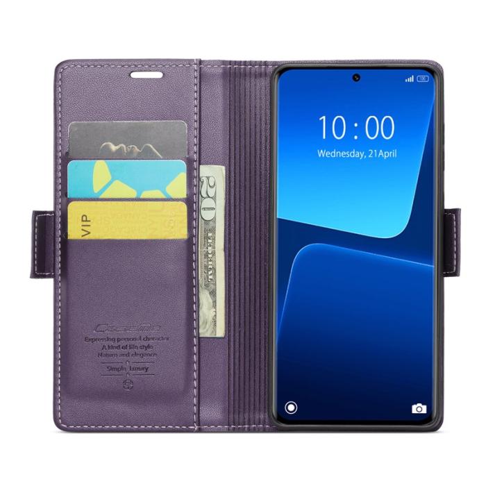 Caseme - CASEME Xiaomi 13 Pro 5G Plånboksfodral Konstläder RFID-Skydd Lila