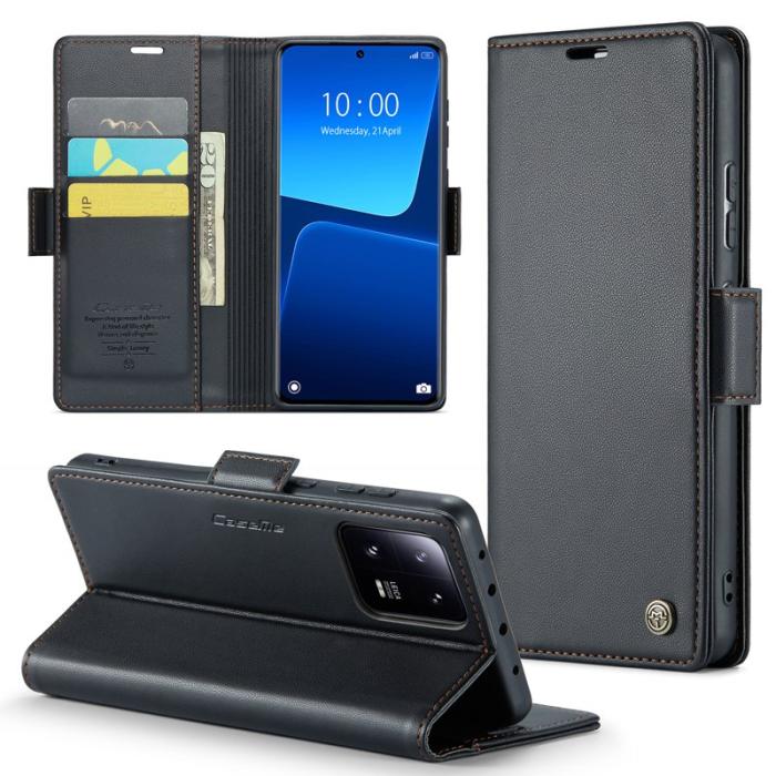 Caseme - CASEME Xiaomi 13 Pro 5G Plånboksfodral Konstläder RFID-Skydd Svart